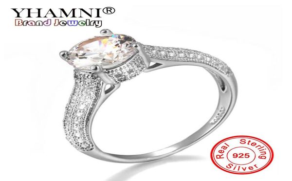 YHAMNI Originale 18KRGP Timbro Anello in Oro Massiccio 8mm 2 Carati CZ Zircone Anello Moda Oro Rosa Gioielli da Sposa per Le Donne Regalo ZR2228733107