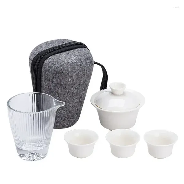 Set di stoviglie Ni Express Living Tea Sheep Set Fair Tuo Room Porcellana Pezzo portatile da viaggio Tazza ad alto contenuto di grassi Giada Tre bianchi