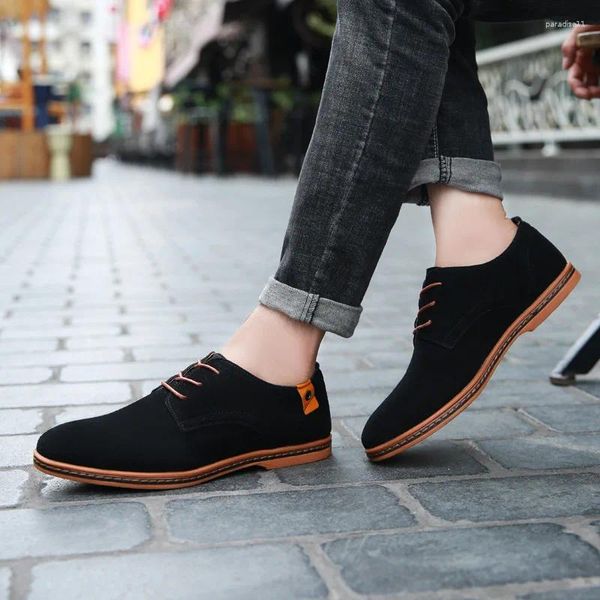 Kleid Schuhe Hohe Qualität Wildleder Leder Weiche Männer Loafer Oxfords Casual Männlich Formal Frühling Lace-Up Stil Männer