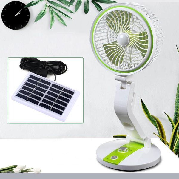 Lâmpadas de mesa 180 ° Ventilador portátil movido a energia solar Brilho ajustável e ângulo com cabo USB Luz de resfriamento de célula de resfriamento