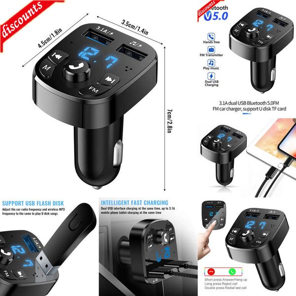 Neu Andere Autoelektronik Autoladegerät FM-Transmitter Bluetooth Audio Dual USB Auto MP3-Player Autoradio Freisprech-Ladegerät 3,1 A Schnellladegerät Autozubehör