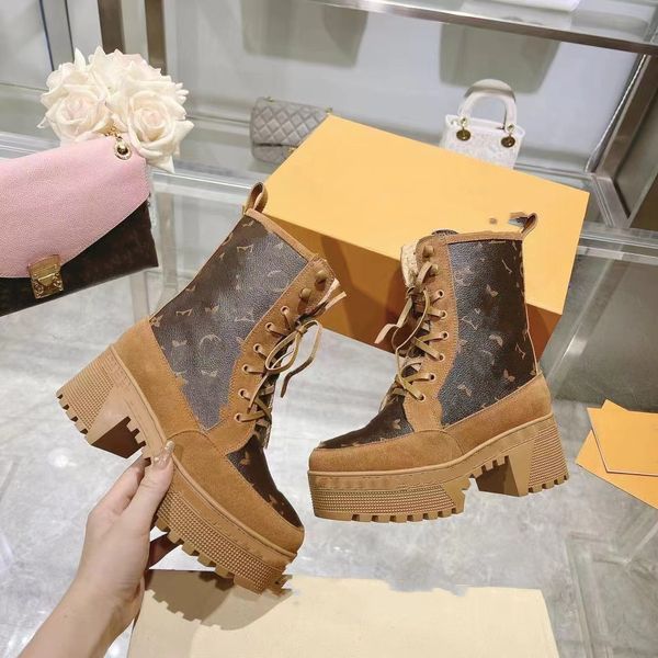 Laureate Platform Desert Boot Femmes Bottes Designer Boot Luxe haute qualité Mefropolis Flat Ranger Chunky talon Frenum Martens bottes 12