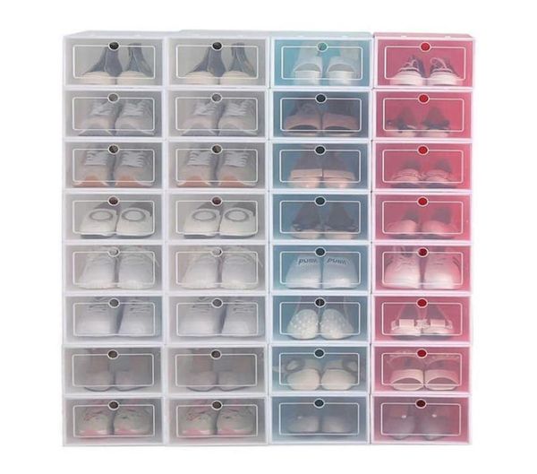 12-teiliges Schuhkarton-Set, mehrfarbig, faltbar, Aufbewahrung aus Kunststoff, transparent, für Zuhause, Schuhregal, Stapel-Display, Aufbewahrungsorganisator, Einzelbox, X5332407