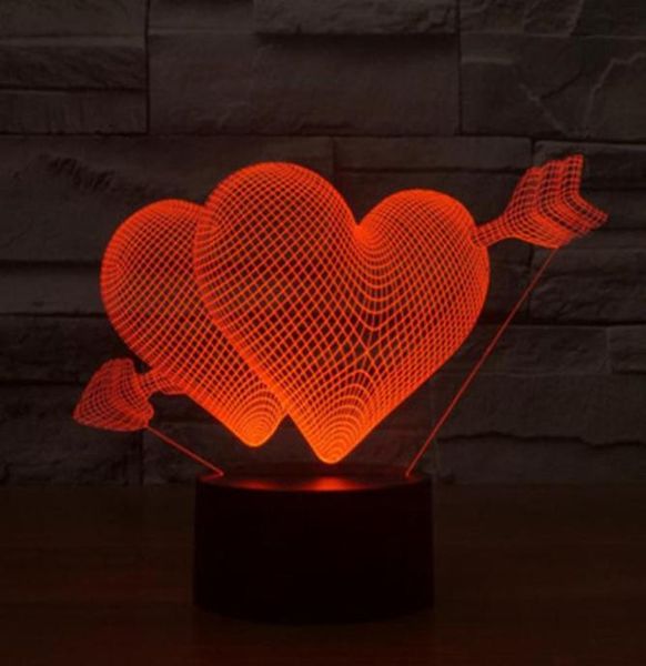 Regalo per la fidanzata 7 Cambia colore Lampada ologramma 3D USB Luci acriliche Anniversario Moglie Presente Regalo di San Valentino Bambini0398642985