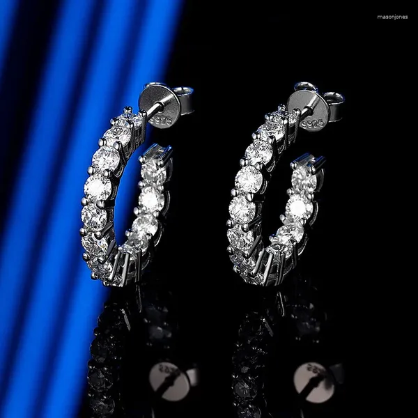 Creolen, handgefertigt, 3 mm, Moissanit-Diamant-Ohrring, echtes 925er Sterlingsilber, Party, Hochzeit, für Frauen, Verlobungsschmuck
