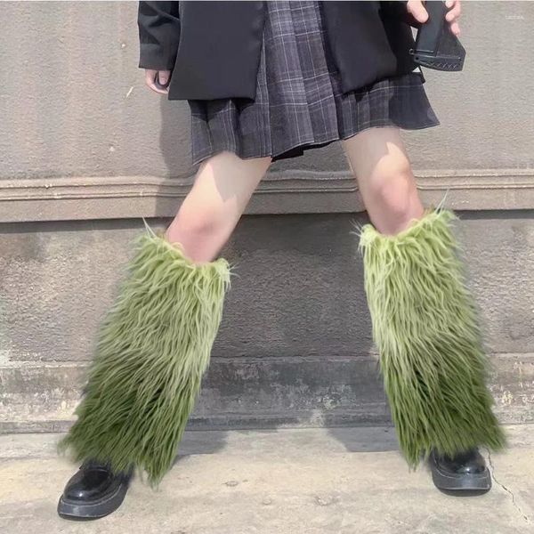Kadın Çorap Y2K Kış Sivil Kürk Gradyan Vintage Sıcak Punk Harajuku Kürklü Peluş Botlar Kapak JK Hiphop Cosplay Aksesuarları