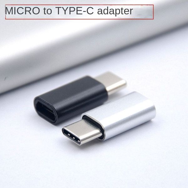 USB-C-auf-Micro-USB-Adapter, passt nebeneinander, Typ-C-Stecker auf Micro-USB-Buchse, kompatibel mit Telefon, Tablet und weiteren Geräten, Silber, Schwarz