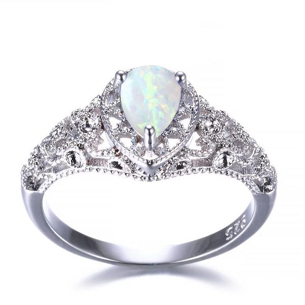 5 PCS Luckyshine S925 STRING Gümüş Kadın Opal Yüzük Mavi Beyaz Doğal Mistik Gökkuşağı Topaz Düğün Engememen Yüzükleri #7-10215P