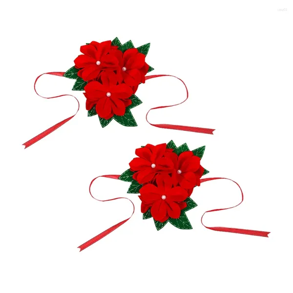 Cortina 2 Pcs Natal Fivela Gravata Linda Fivelas Artificiais Para Natal Corda De Pano De Feltro