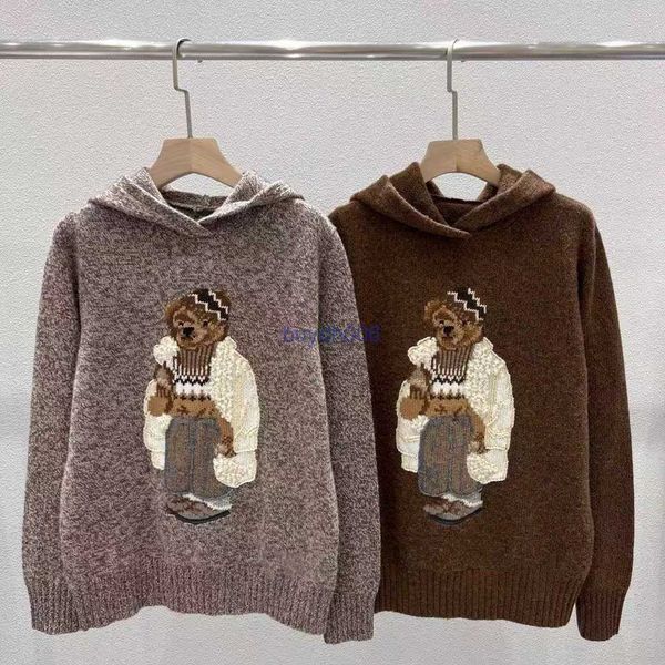 2023 Bayan Kazak Tasarımcı Orijinal Moda Markası Laurens Sonbahar ve Kış Yeni Unisex İngiliz Styleembroidered Ceket Polo Teddy Bear Hooded Cashmere Woo