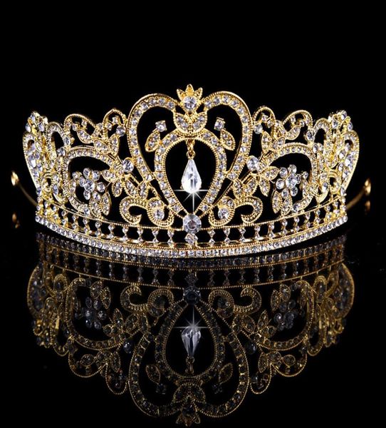 2016 neue Mode Braut Krone Royal Gold Silber Kristall Hochzeit Zubehör Stirnband Top Qualität Tiara Hairwear7450027