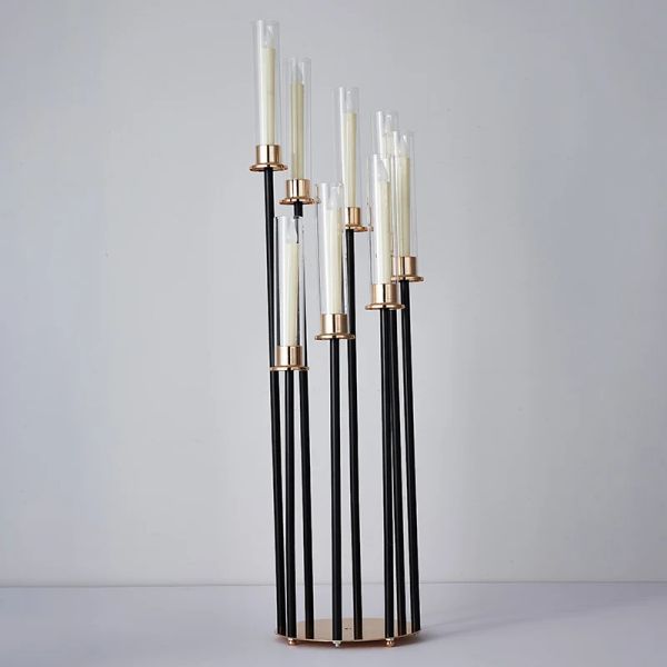 Candelabros de metal com 8 cabeças, suporte de velas, 43 polegadas, peças centrais de mesa de casamento, flor, chumbo de estrada, decoração de festa IM806