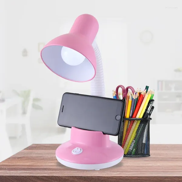 Lampade da tavolo Lampada da scrivania per protezione degli occhi per bambini Studenti che leggono Apprendimento Portapenne Portapenne Supporto per telefono cellulare per apprendere i LED