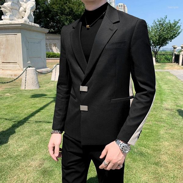 Ternos masculinos extravagantes blazer fino-ajuste negócios casual terno jaqueta elegante retalhos vestido blazers banquete festa smoking