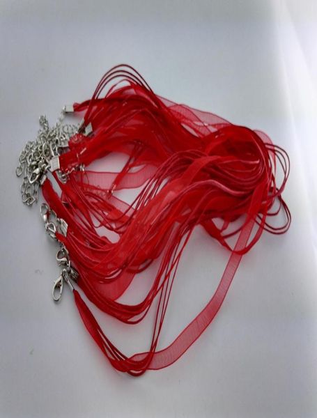 Modische rote Organza-Voile-Band-Halsketten, Anhänger, Ketten, Kordel, 45,7 cm, Schmuck DIY6870864