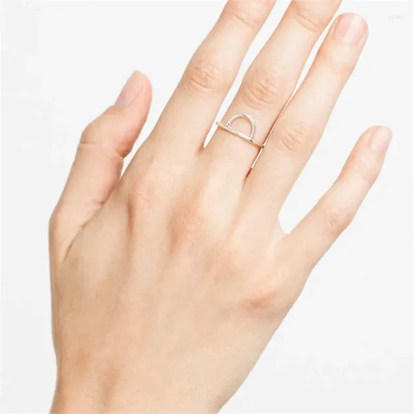 Кольца кластера 925 для женщин, модное минималистское кольцо с короной, полукруг, простой дизайн, классические изящные ювелирные изделия, Bijoux Femme