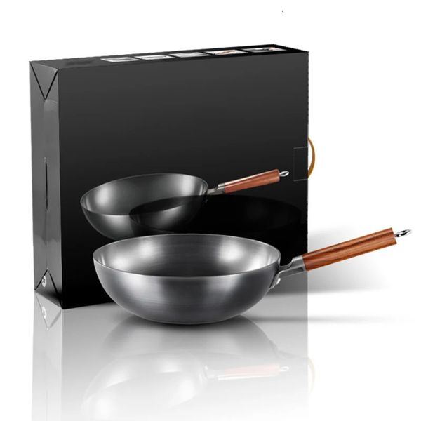 Panelas de alta qualidade ferro wok tradicional panela artesanal antiaderente indução e fogão a gás panelas 231213