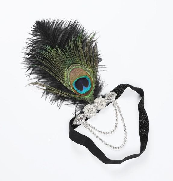 Art Deco 20. Jahrhundert Pfauenfeder-Kopfschmuck Gatsby-Feder-Stirnband5297823