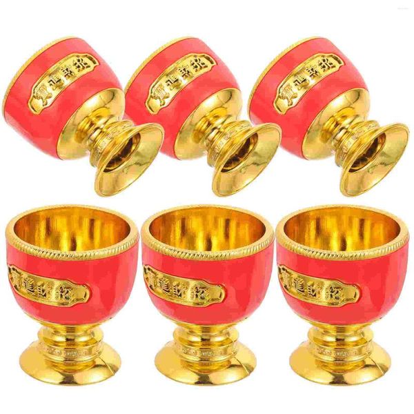 Copos de vinho 6 pçs decoração de aniversário para menina requintado oferecendo copo fino prosperidade tigela delicado budismo chá chinês