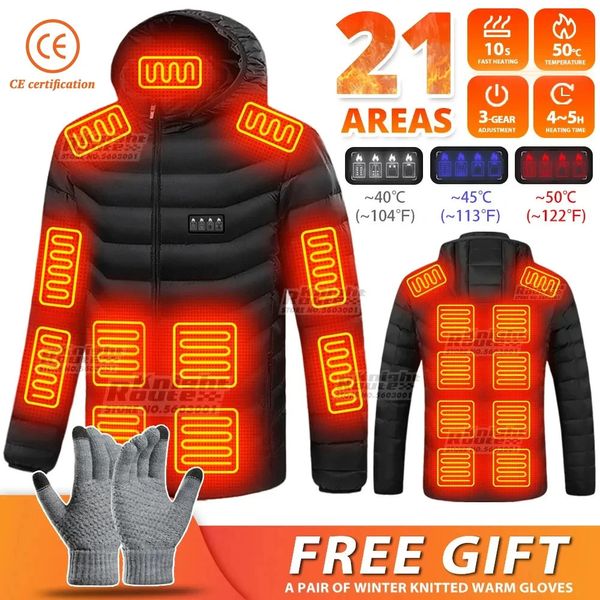 Herrenjacken Beheizte Jacke Männer 21Area Vier-Schalter-Steuerung USB Elektrische beheizte Kleidung Selbstheizende Weste Damen Thermojacke Warmer Wintermantel 231213