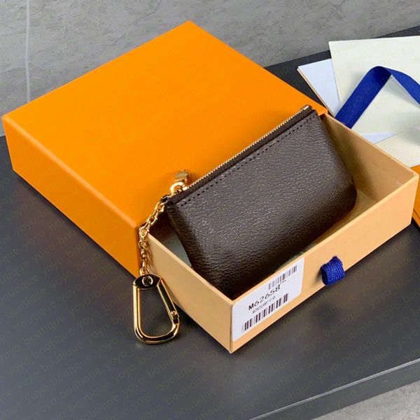 Herren Schlüsselbund Brieftasche Leder Reißverschluss Brieftasche echte Leder -Kreditkarte/ID -Halter Einsätze Münzbaus Luxusgeschäft faltbare Brieftasche 62650