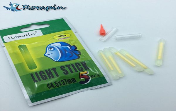 Rompin 25pcs5bag Galleggiante da pesca Bastone luminoso Canna da pesca Punta Esca Allarme Notturno Pesce Bobber Glow Stick visibile 30x25mm 4537mm1758167