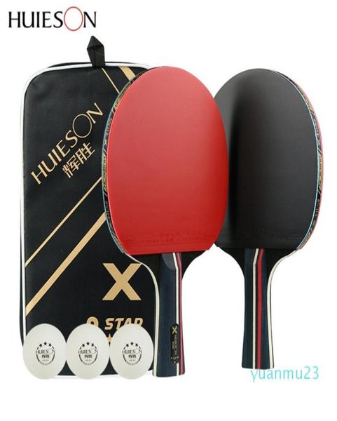 WholeHuieson Set di racchette da ping pong in carbonio a 5 stelle aggiornato da 2 pezzi, leggero e potente, con buon controllo 9359302