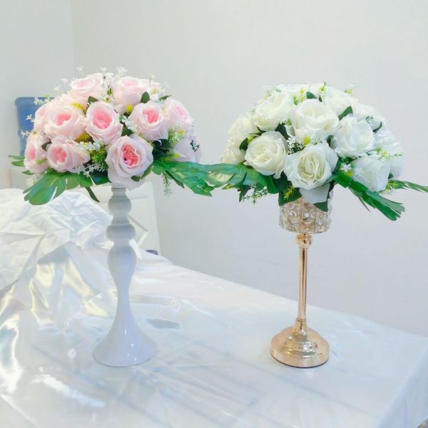 2 pezzi 30 cm palla di fiori artificiali di rosa per centrotavola per la tavola di nozze per la casa vacanza decorazione per feste citata palla da bacio