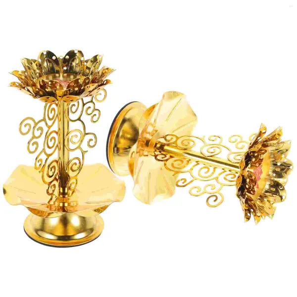 Portacandele Candeliere Base decorativa Lampada da tavolo Ornamento da tavolo per la casa Luce del tè Supporto religioso Figurina conica