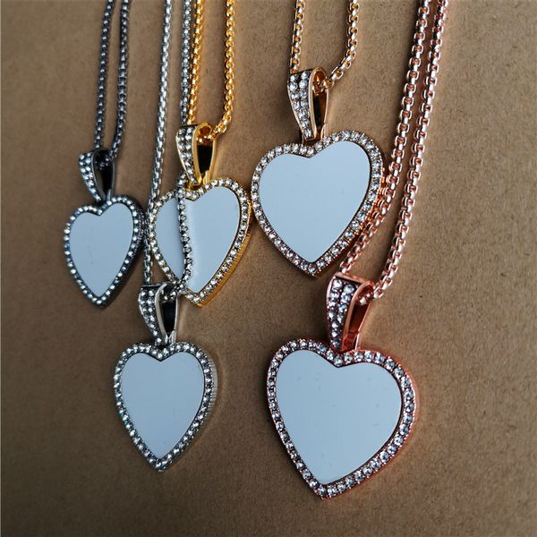 Sublimação em branco grande coração foto colares pingentes impressão de transferência quente jóias consumíveis preço de fábrica