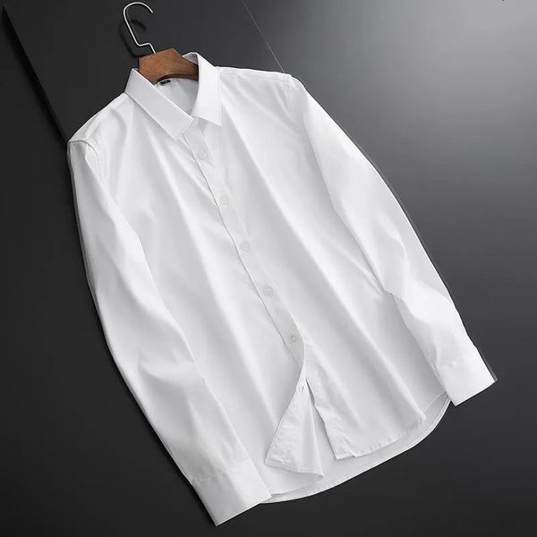 Camicie eleganti da uomo Camicia bianca a maniche lunghe con bottoni casual Vestibilità regolare Camicetta maschile nera rosa Dropshiping USA Taglia XS S M L XL XXL 231212