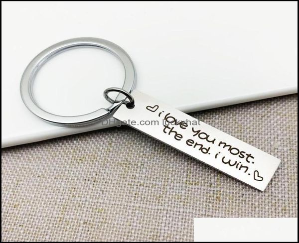 Schlüsselanhänger Fashion Aessories Benutzerdefinierter Paarschmuck Schlüsselanhänger „I Love You More The End Win“ Edelstahl Charm Schlüsselanhänger Valentinstag Da6934231