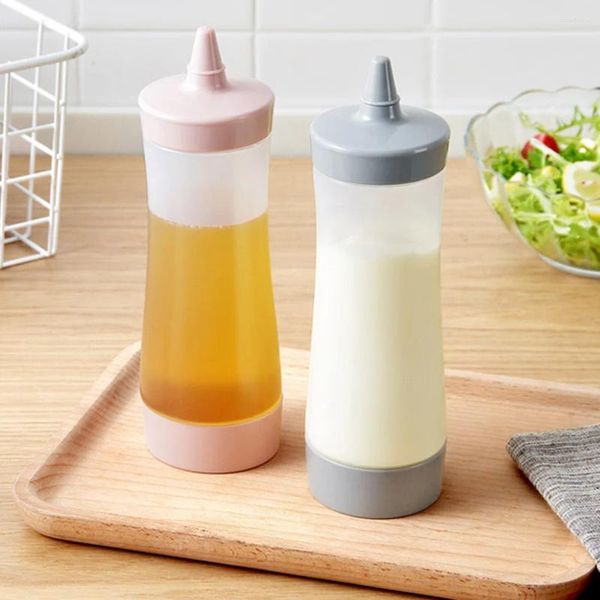 Conjuntos de louça 3 pcs condimento garrafa molho espremer cozinha xarope recipiente dispensador para ketchup salada molho mostarda óleo bege