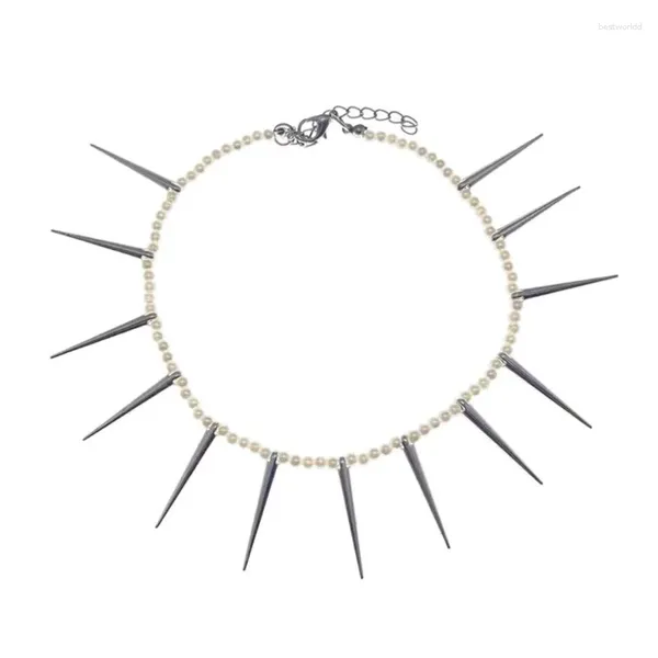 Catene Streetwear Punk Rivetti Collana girocollo Collane a catena con clavicola Spike-Goth