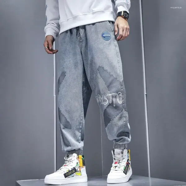 Pantaloni jeans da uomo Harem per uomo con stampa Pantaloni da cowboy maschili Cropped Hip Hop Street Style giapponese Primavera Autunno Plus Size Soft Xs