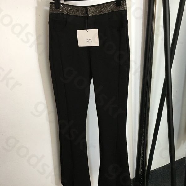 Прямые расклешенные брюки для женщин, дизайнерские узкие брюки с высокой талией и разрезом, модные черные брюки на пуговицах