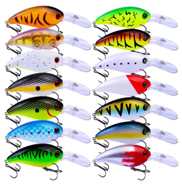 14 pçs conjunto topwater plástico duro isca chocalho wobbler 100mm 145g crankbait iscas de pesca de água salgada gancho de aço iscas artificiais t206152735