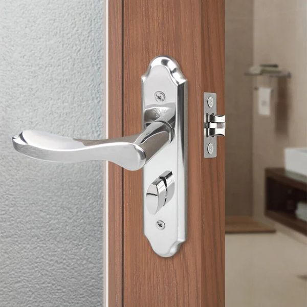 Serrature per porte Serratura per bagno senza chiave in acciaio inossidabile Maniglia per camera da letto Camera interna 231212