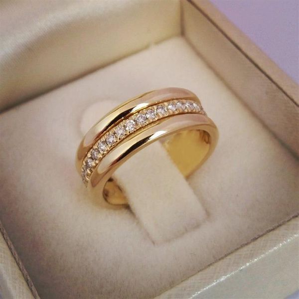 Anel clássico de casamento feminino, anéis de dedo simples com pedras pavimentadas médias, discreto, delicado, joias de noivado feminino287e