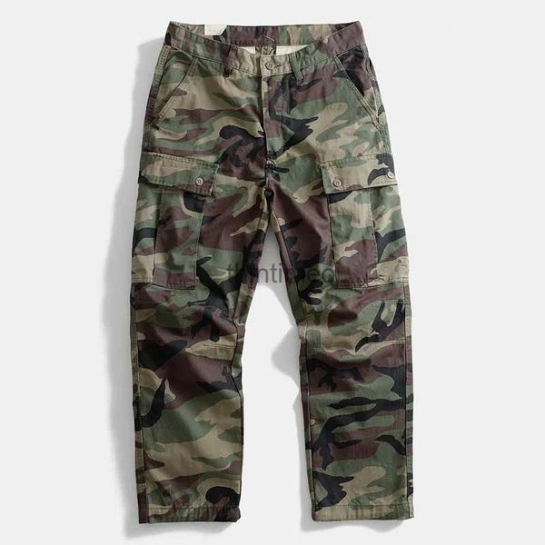 Männer Hosen Schwere Baumwolle Camouflage Cargo Hosen Männer Lose Gerade Casual Hosen Multi Pocket Outdoor Camping Trekking Longs YQ231213