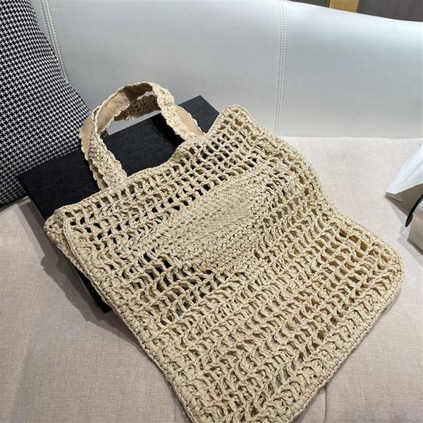 Borsa da spiaggia estiva in paglia per il tempo libero, borsa da donna intrecciata in rattan, portafoglio da viaggio a secchiello da donna, di grande capacità, in vimini244P