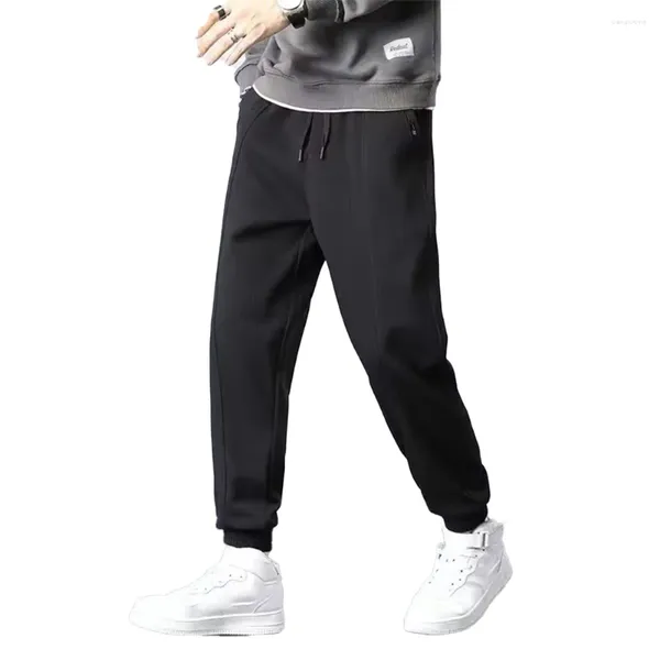 Calças masculinas estilo streetwear jogger tornozelo comprimento casual calças soltas design simples para uso diário preto/cinza