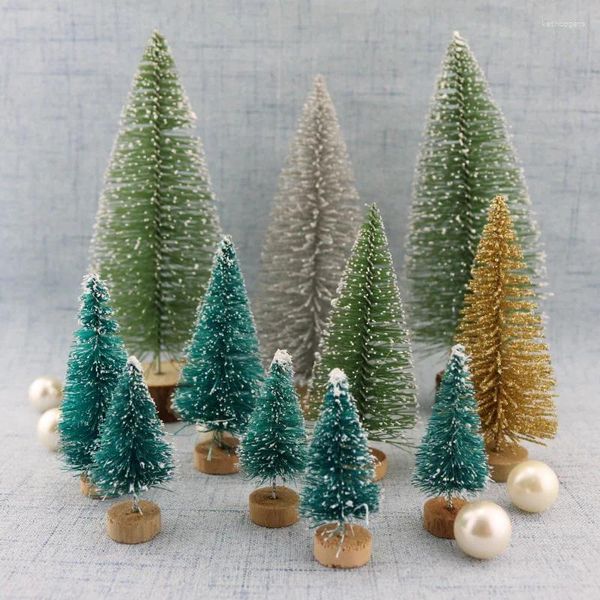 Weihnachtsdekorationen 12 Stück Mini Atifical Baum Sisal Seide Zeder Dekoration Kleine Blau Grün Weiß Ornament Supplies