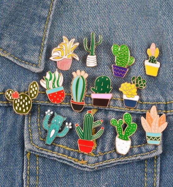 13 pz lotto Smalto Colore Misto Cactus Spilla Pin Ornamenti Giacche Distintivo Spilla gioielli Regalo per Bambini Ragazze XZ1455 2010094877944