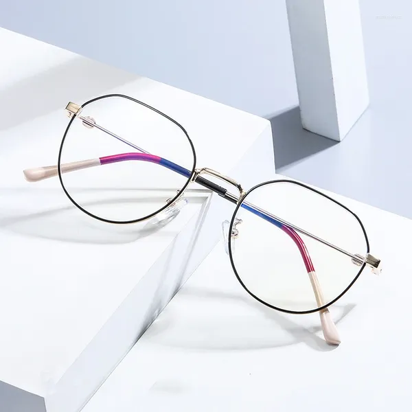 Occhiali da sole dal design di marca stile coreano femminile con montatura ovale in metallo piccola, occhiali da lettura personalizzati con prescrizione anti luce blu pocromica