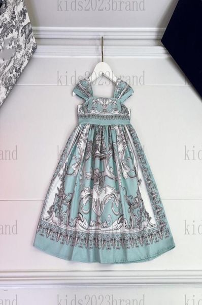 2023 платье с вышивкой для девочек в придворном стиле сетчатая юбка без рукавов высокого качества платья для девочек летнее платье принцессы брендовый дизайнер дети ple9091490