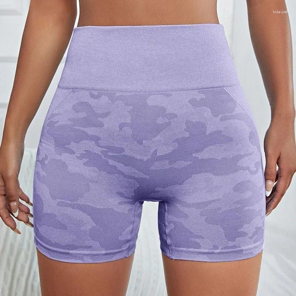 Pantaloncini attivi Pantaloni da yoga Estate da donna a vita alta Sollevamento dell'anca Fitness aderente Tinta unita Sport a tre punti