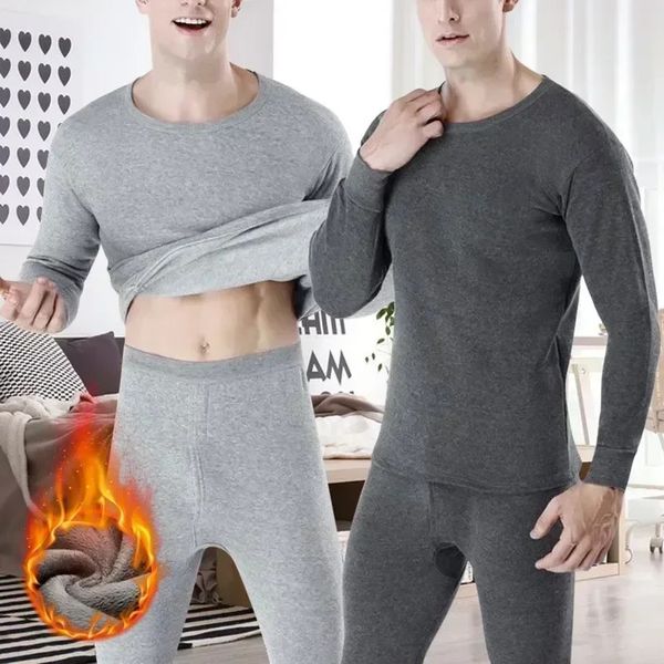 Männer Thermo-Unterwäsche Hemd Unten Thermos Winter Dicke Verdickt Für Pyjamas Lange Männer Fleece Samt Set Unterhosen Plus 231212