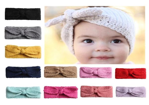 24pcsLot Winter Wärmer Ohr Gestrickte Stirnband Turban Für Baby Mädchen Häkeln Bogen Breite Stretch Haarband Headwrap Haar Zubehör4272269