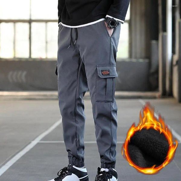 Мужские брюки-карандаш, однотонные, сохраняющие тепло, супер мягкие брюки на шнуровке с завязками на щиколотке